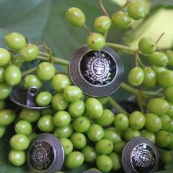 Bouton - Blason en métal noir et argent