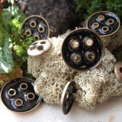 Boutons- Métal noir verni et bronze
