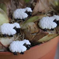Boutons - Mouton noir et blanc