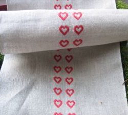 Bandes à broder - Coeurs rouges tissés