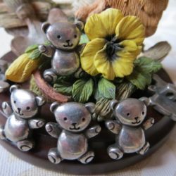 Boutons - Ours légers argent