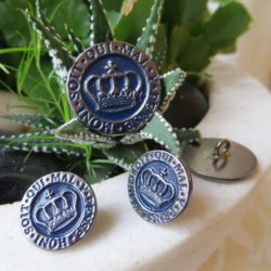 Bouton - Marine et argent en métal, couronne royale