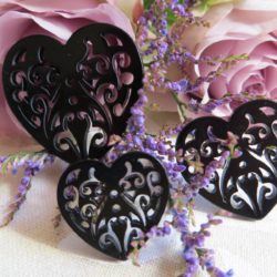Boutons - Coeurs dentelles noirs