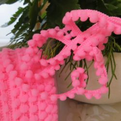 Galon - mini pompons roses