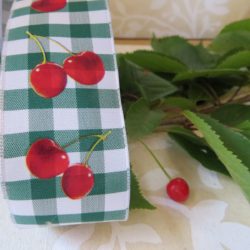 Ruban - Cerises imprimées sur vichy