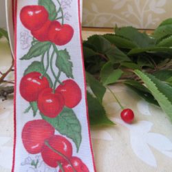 Ruban - Grappes de cerises imprimées