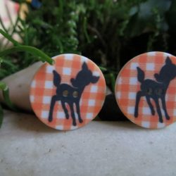 Boutons - Bambi sur vichy orange