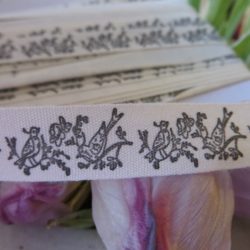 Tresse - Oiseaux et papillons sur beige