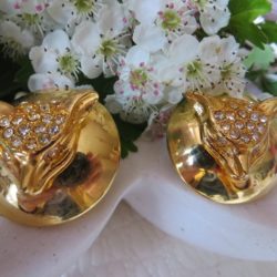 Bouton - Tête de renard sur dôme avec strass