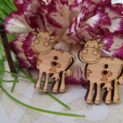 Bouton - Vache en bois