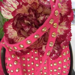 Lacet - Suédine rose cloutée or