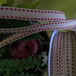 Tresse - Beige surpiquée rouge foncé