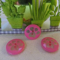 Bouton - Rond rose et trace de patte transparente