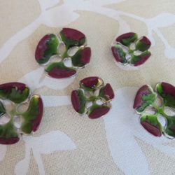 Bouton - Pensée vernie bordeaux et verte