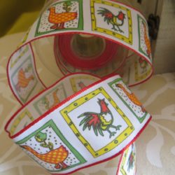 Ruban - Coq et oie encadrés.