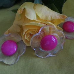 Bouton - Fleur incolore avec centre fuchsia