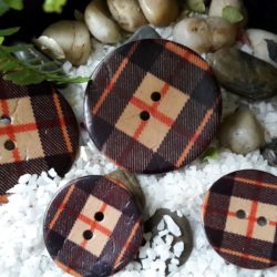 Bouton - Tartan beige et noir