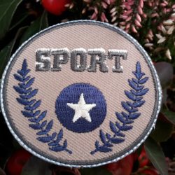 Motif - "SPORT" fond beige et lauriers marines