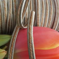 Soutache - Milieu brodé or et bords vert amande