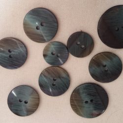 Bouton - Brillant & nervuré bleu pétrole/vert poireau/bronze kaki