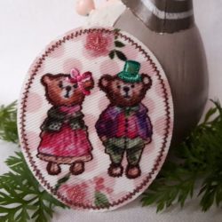Motif - Couple d'ours sur fond à pois