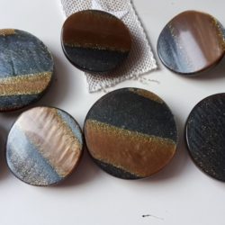 Bouton - Rond, vert mélèze/orange brûlée et scintillant doré