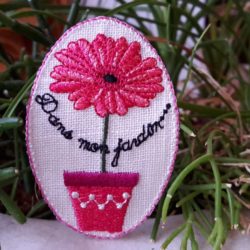 Motif - "Dans mon jardin..." gerbera fuchsia