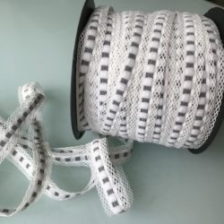 Dentelle - Entre-deux extensible gris/blanc
