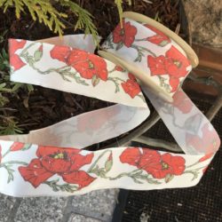 Ruban - Coquelicots sur blanc cassé