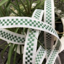 Tresse en lin de 22mm - Damiers verts