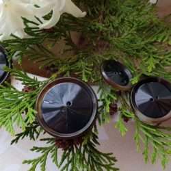Bouton - Rond brillant; noir et bord façon corne