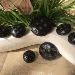 Bouton - Rond tressé noir brillant sur mat
