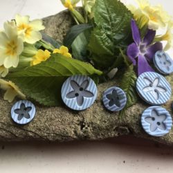 Bouton - Plat bleu clair strié avec étoile