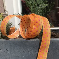 Ruban - Pois roses sur orange nuancé