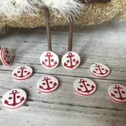 Bouton - Ancre rouge sur blanc