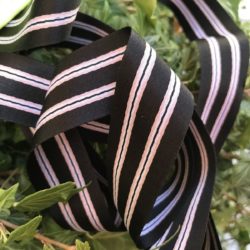 Tresse réversible - Noire à 2 bandes roses