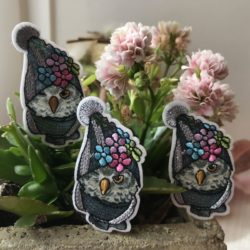 Motif - "Chouette au bonnet fleuri"