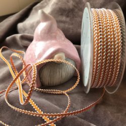 Ruban - Orange petite largeur liserés blancs
