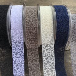 Dentelle - Entre-deux brodé sur tulle 28mm.