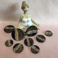 Bouton - Noix de coco nature et argent/noir