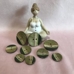 Bouton - Noix de coco nature et peint vert
