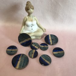 Bouton - Noix de coco nature et peint marine