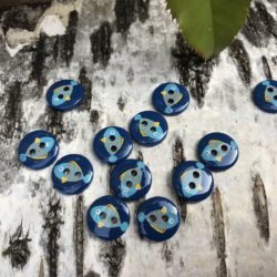 Bouton - Poisson bleu sur marine