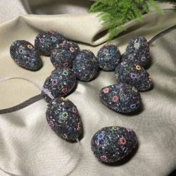Lot de 13 grosses perles en forme d’oeuf